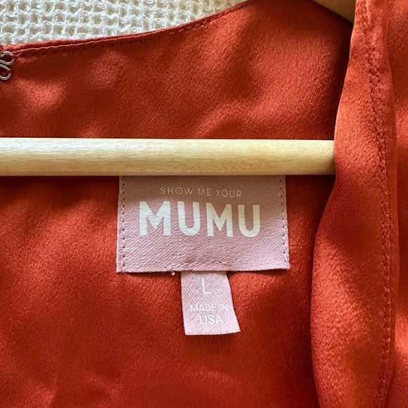 Show Me Your MuMu Burnt Orange Dress Rome Twist Front Maxi Satin Dress - Picture 2 of 5